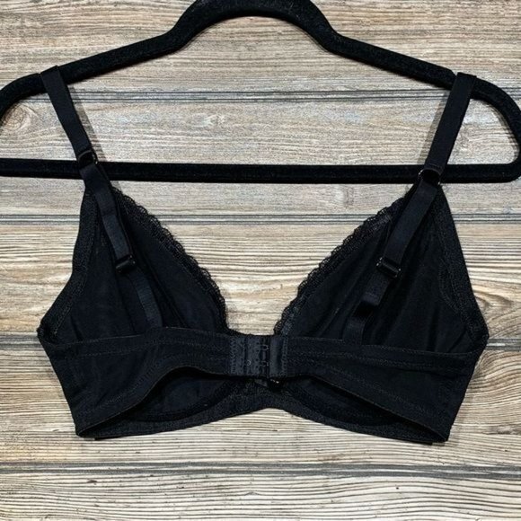 Rene Rofe Lace Unlined Plunge Underwire Bra B36206 Black - Size 36D - Picture 2 of 4